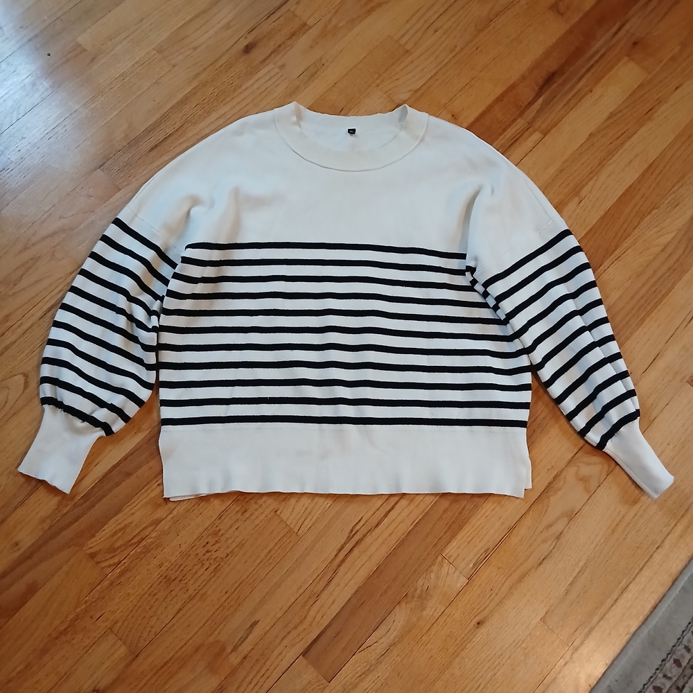 Striped White and Black Sweater